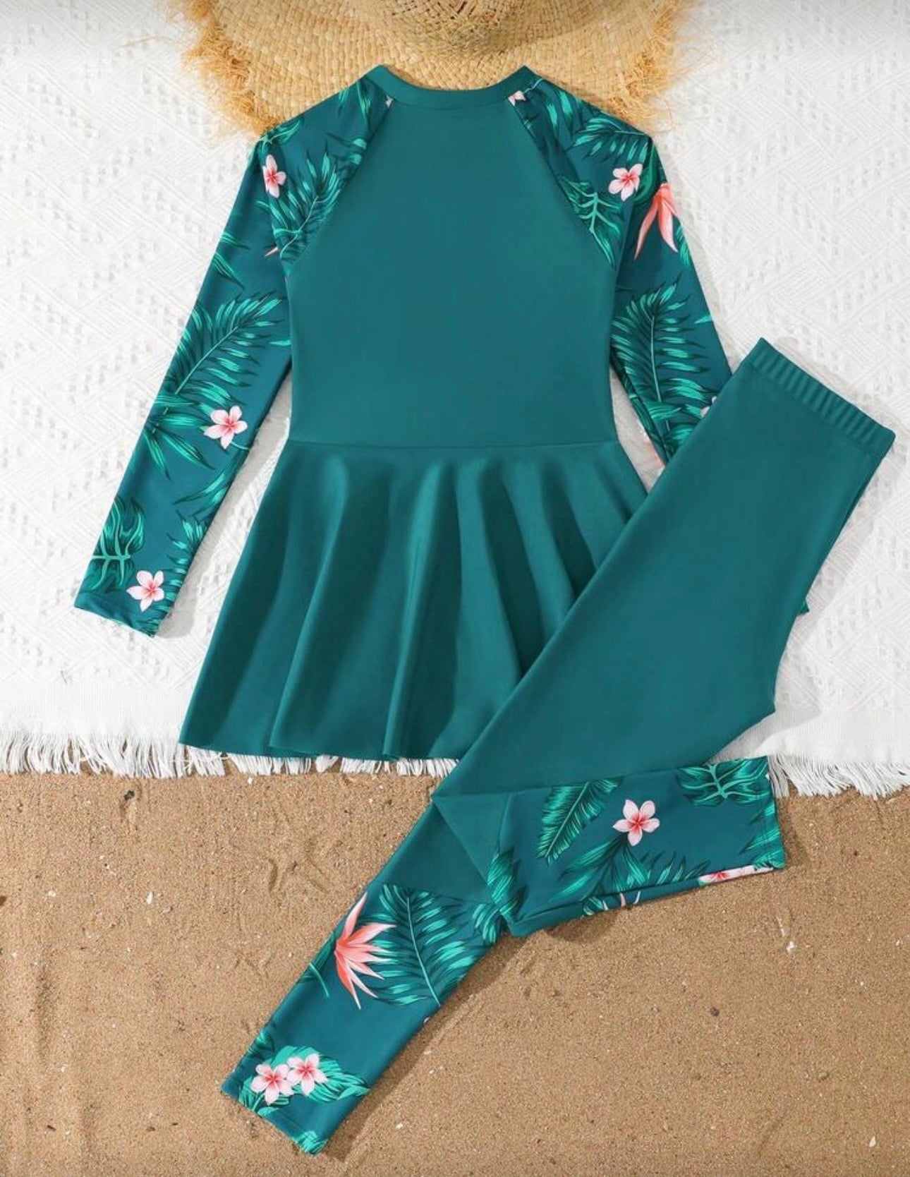 Tween Girls Teal Tankini Set 2 Pieces Swimwear