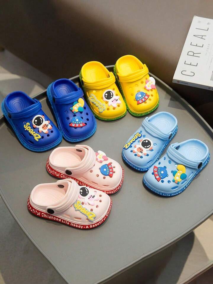 Children's Slippers, Blue Space Cartoon Pattern