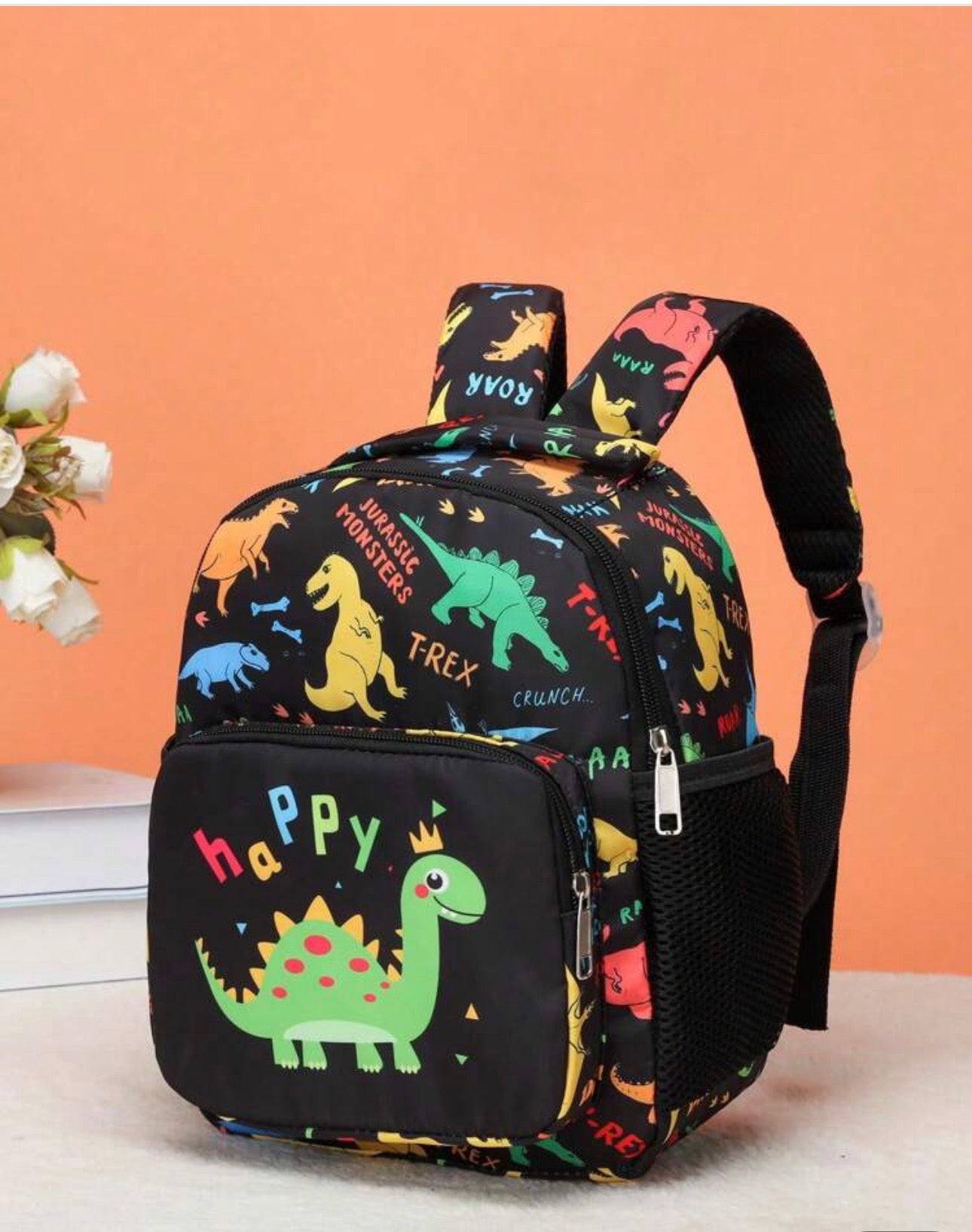 Dinosaur Black Large Graphic Casual Backpack