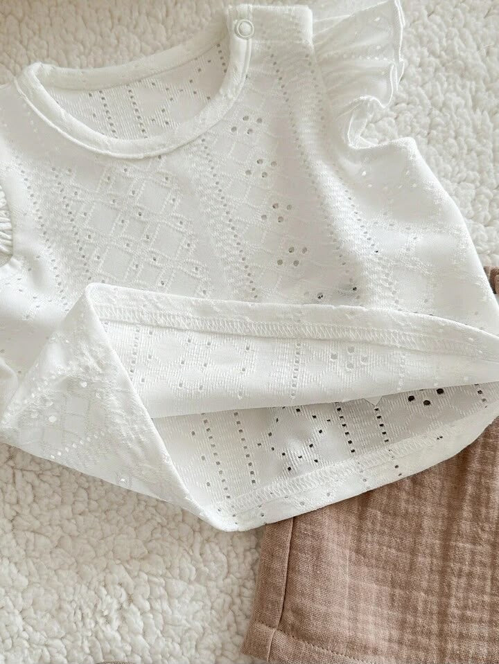 1-Piece Summer Cute White Top And Shorts Set