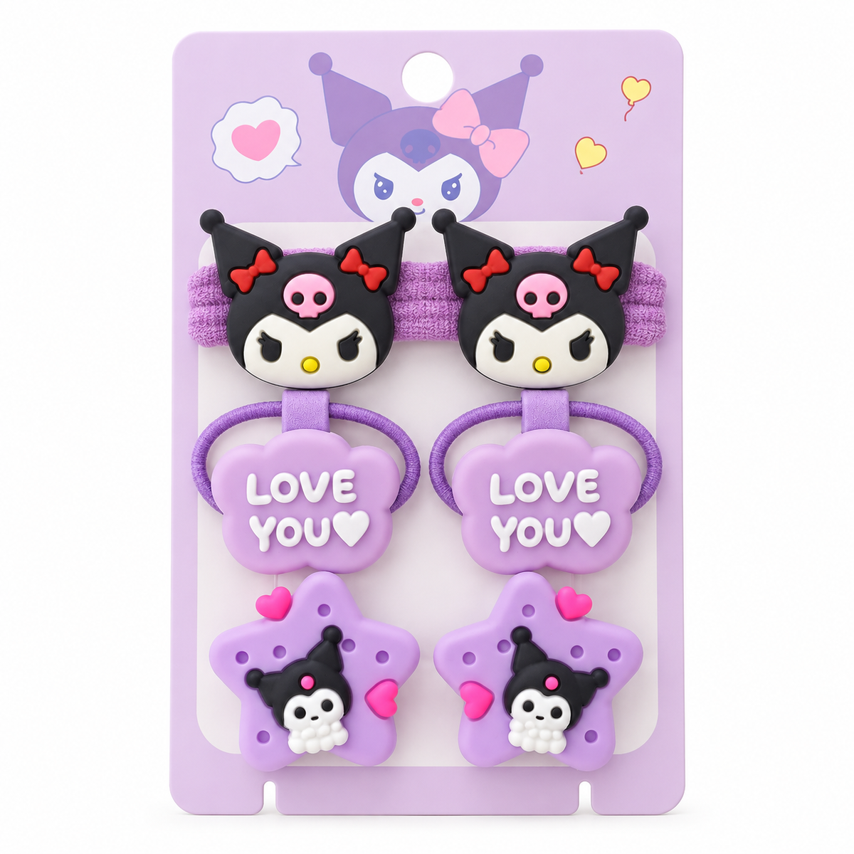 Cute Purple Cartoon Hair Accessory Set for Girls