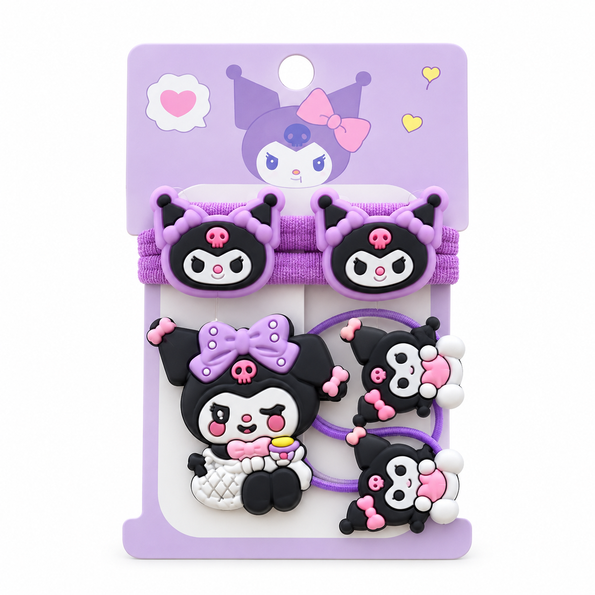 Cute Purple Cartoon Hair Accessory Set for Girls