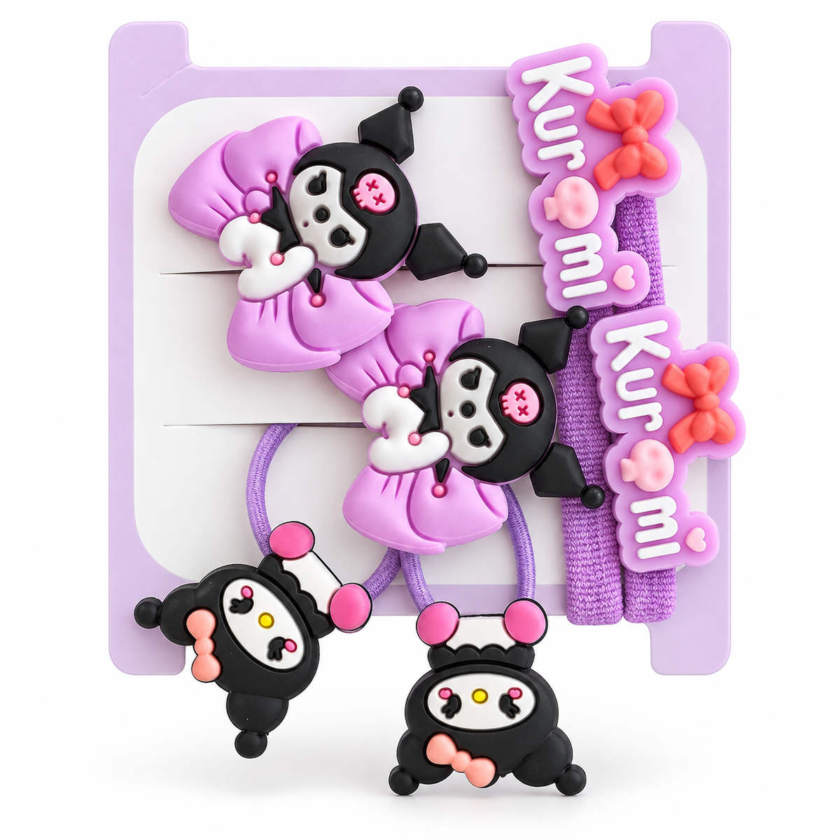Cute Purple Cartoon Hair Accessory Set for Girls