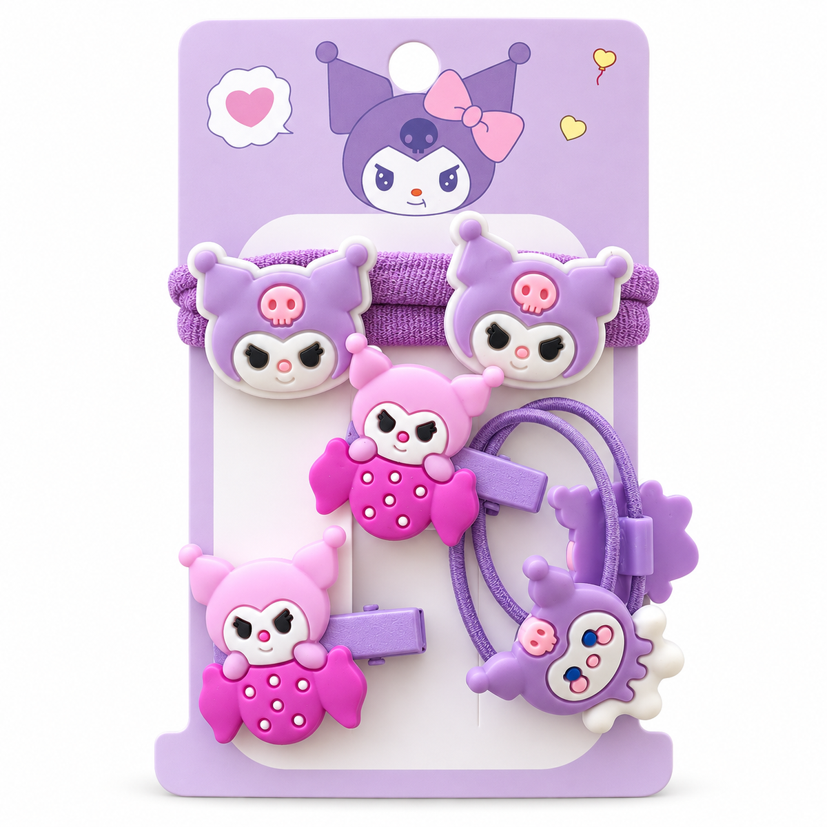 Cute Purple Cartoon Hair Accessory Set for Girls