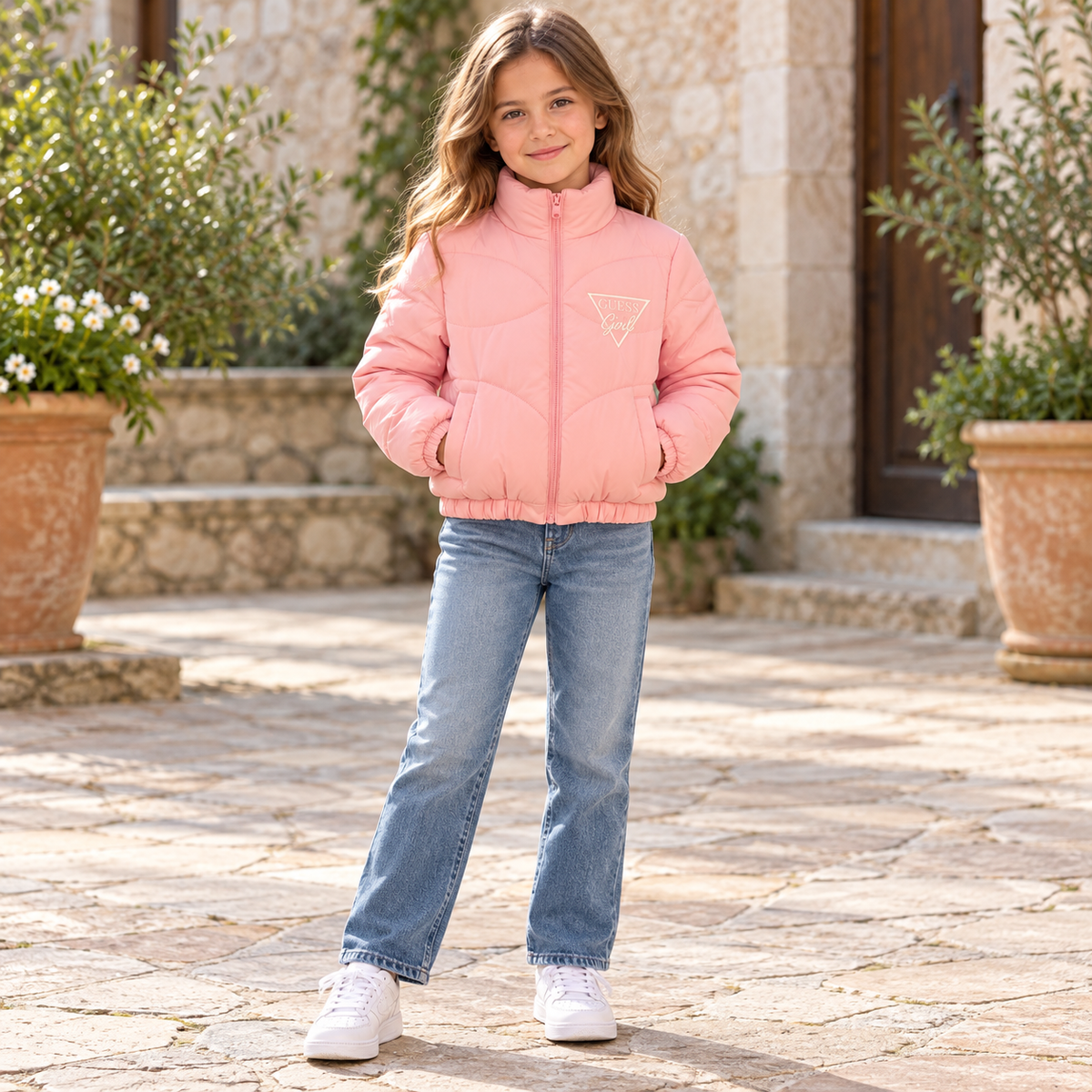 High-Neck Cropped Puffer Jacket - Kids Story 8828