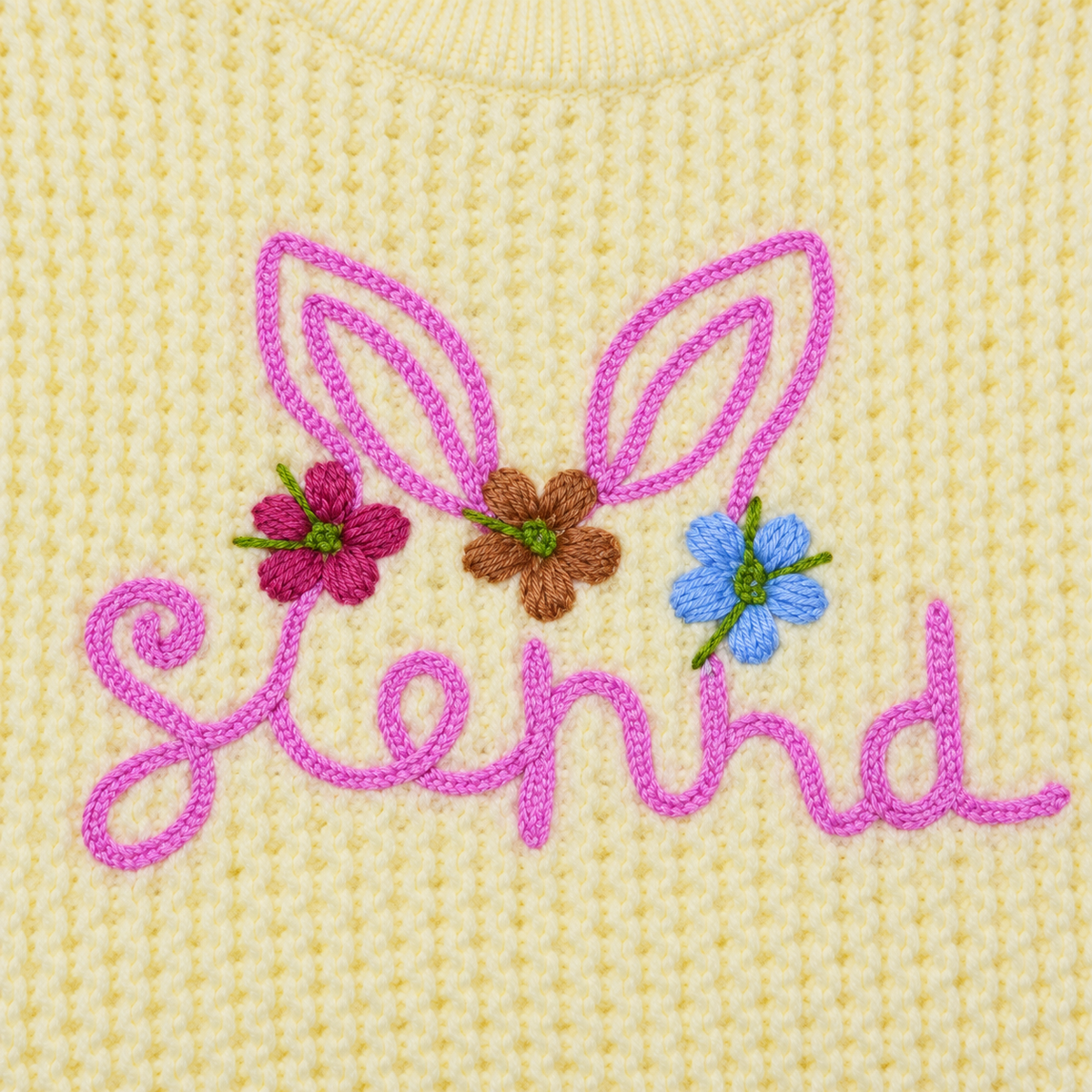 Girls Knitted Sweatshirt - Bunny Ears Embroidery
