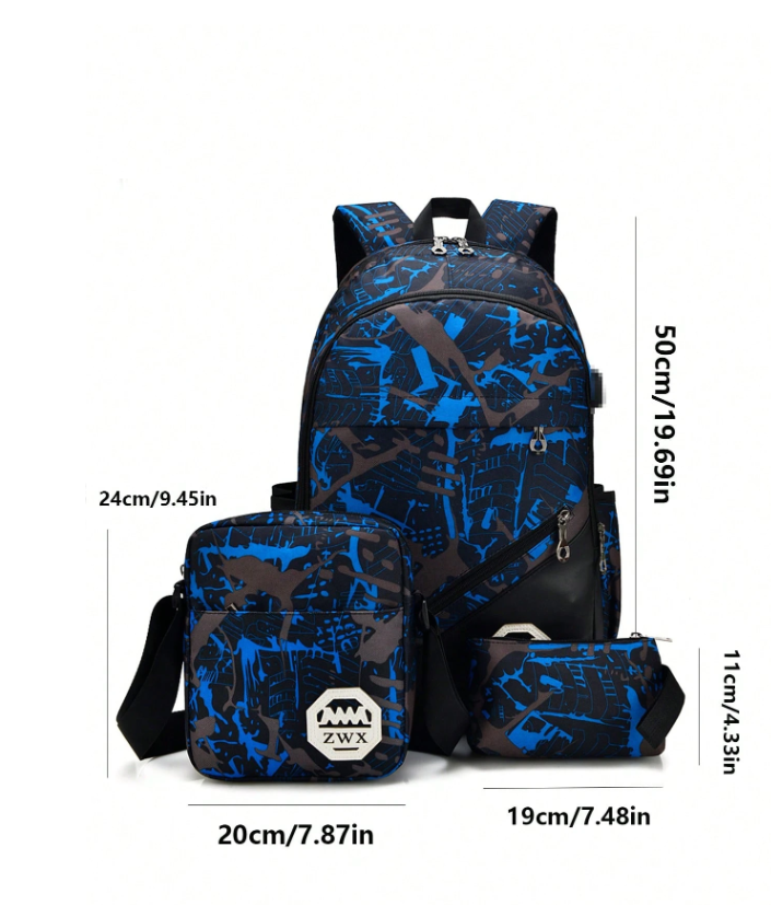 Set Of 3 Color-Block Mix & Match Fashion Backpacks