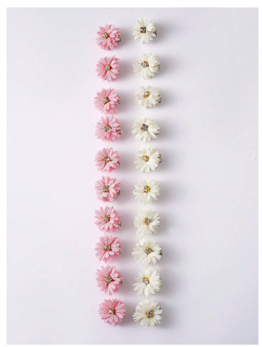20pcs 3D Daisy Rhinestone Hair Clips, Cute Hair Accessories Suitable For Daily Wear By Girls
