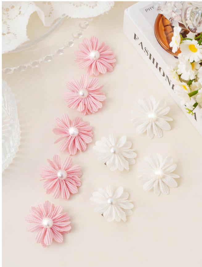 6PCS Daisy Pearl Hair Clips Side Clips, Cute Hair Clips, Suitable For Girls Party, Performance And Daily Wear.