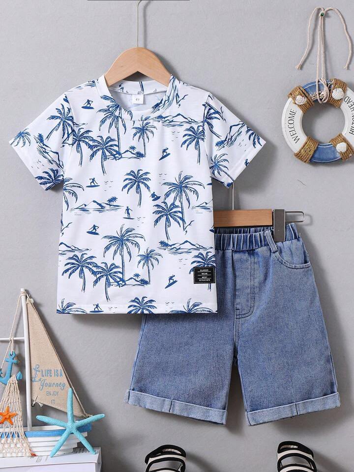Boy Denim Printed Set