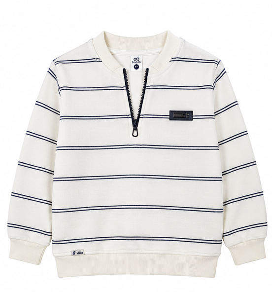 Kids Striped Half-Zip Sweatshirt - Kidzo Z1185C