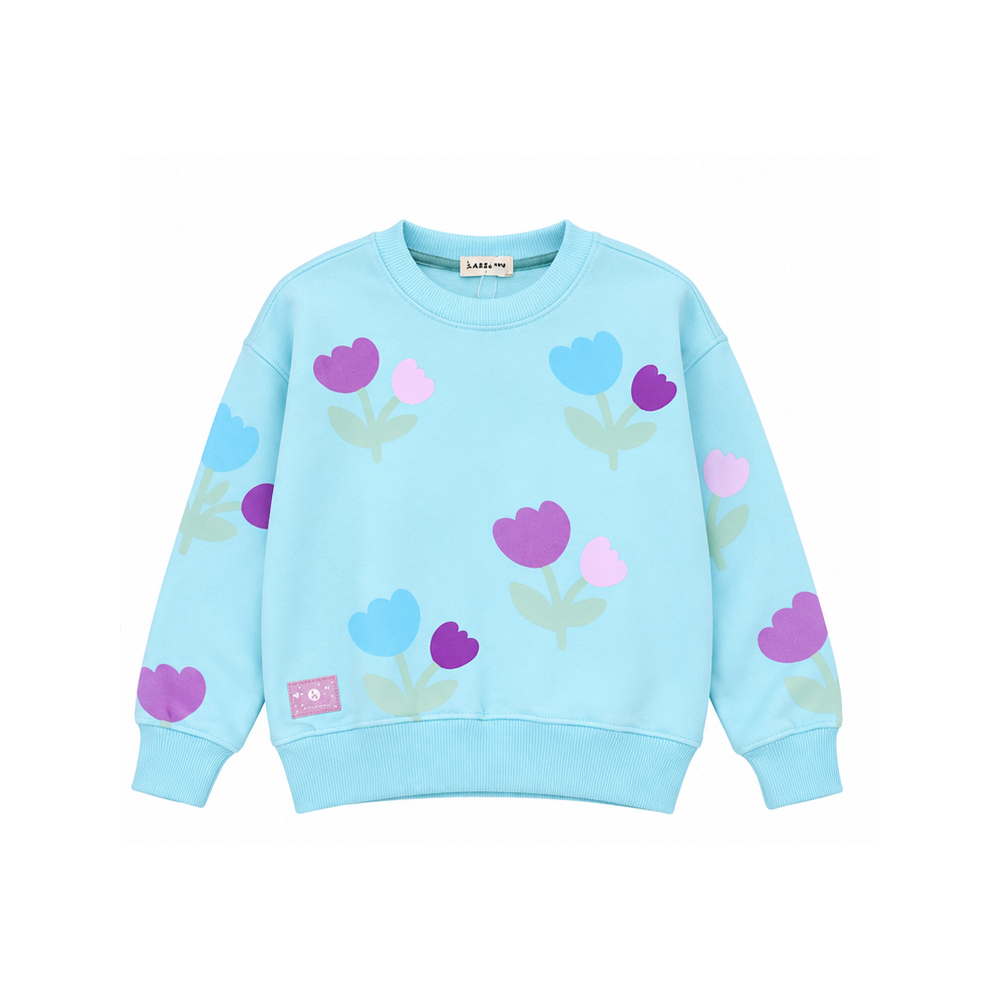 Girls Oversized Tulip Print Sweatshirt WM0130
