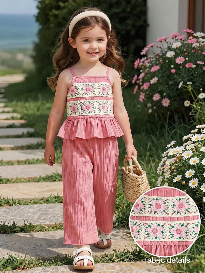 Girl Floral  3D Floral Crochet  Lace Set