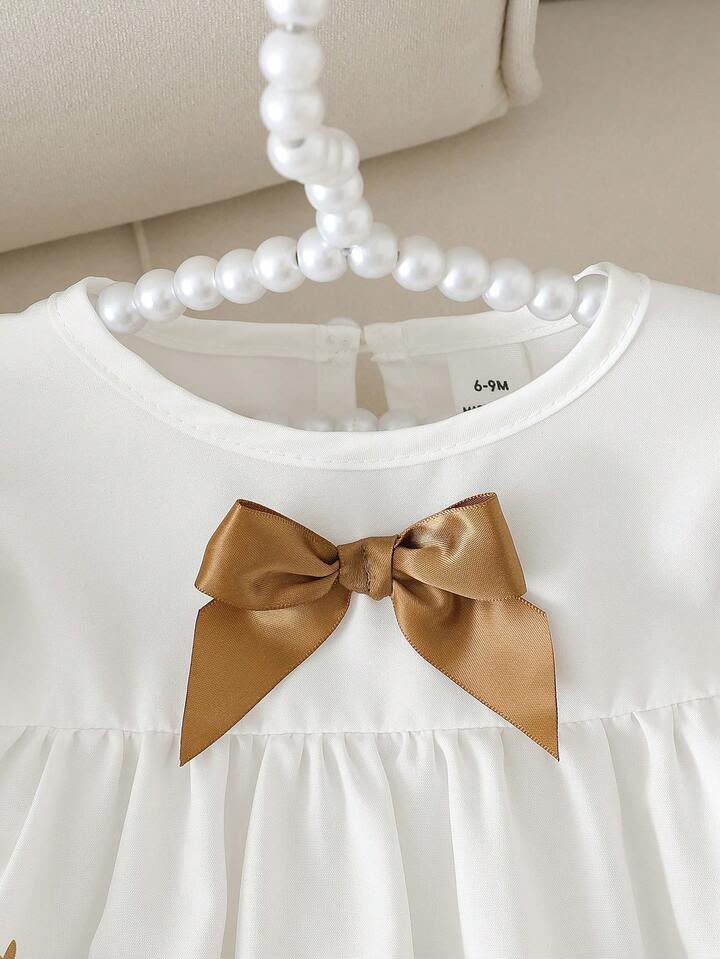 Bow Heart Round Neck Dress