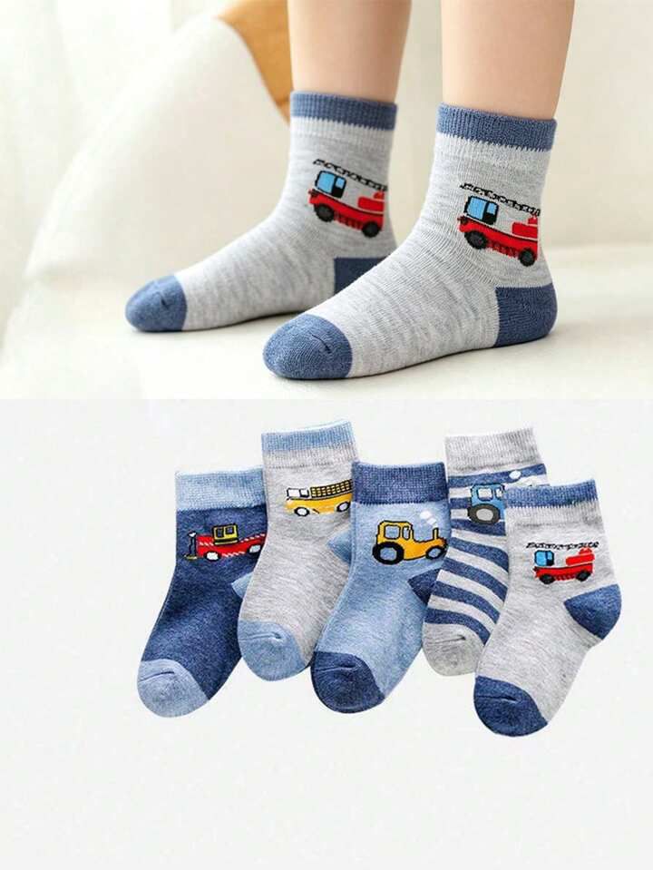 5 Pairs Cute Cartoon Car Socks