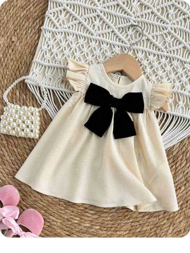 Girl Bow Textured Dress