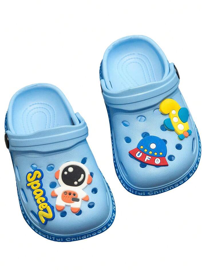 Children's Slippers, Blue Space Cartoon Pattern