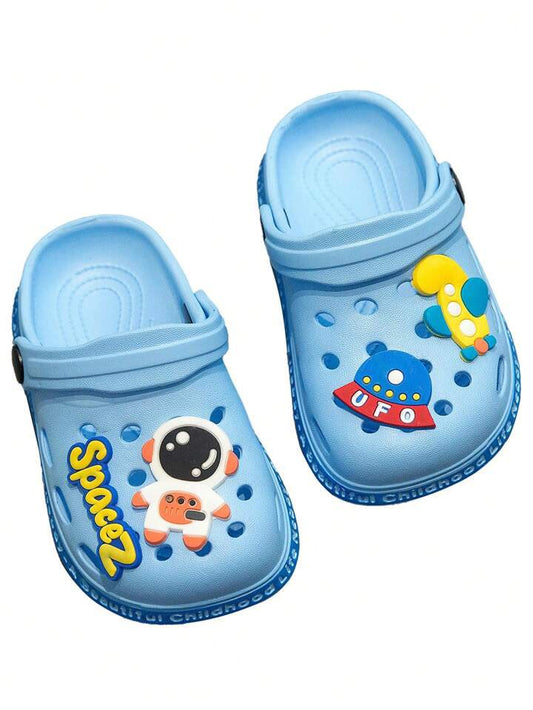 Children's Slippers, Blue Space Cartoon Pattern