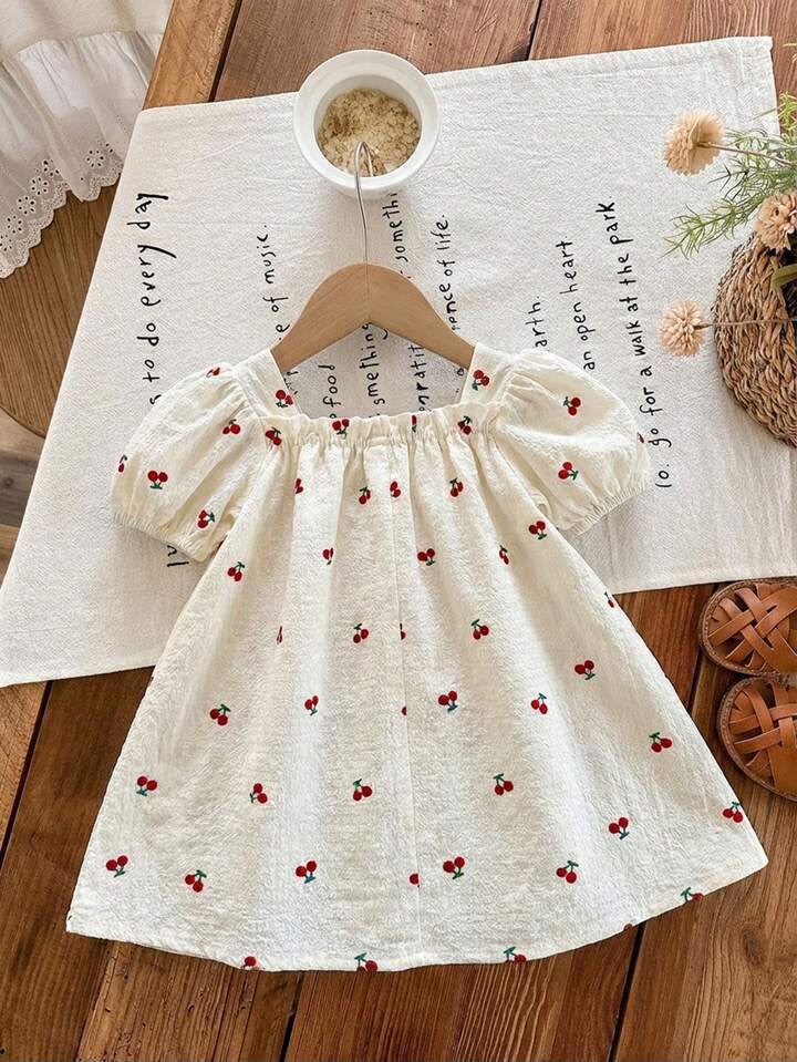 Vintage Baby Dress Girls Cherry Dress