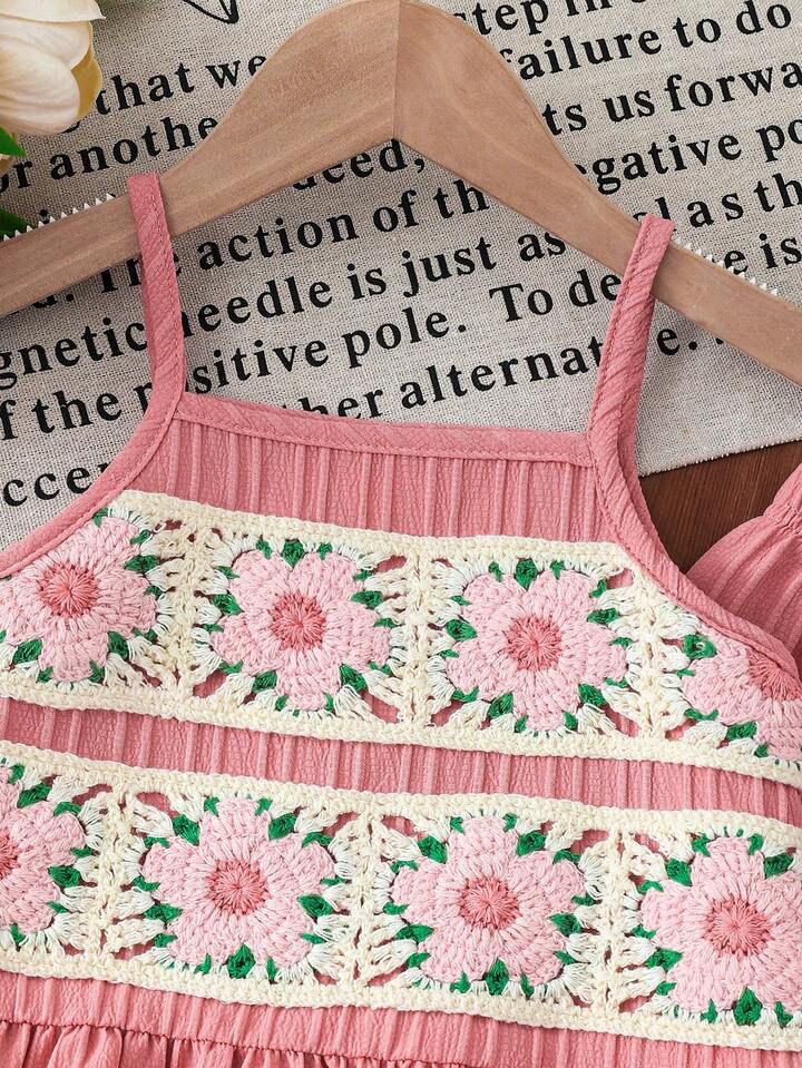 Girl Floral  3D Floral Crochet  Lace Set