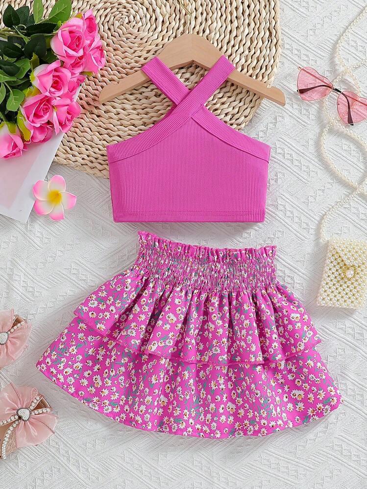 Girl Floral Solid Set