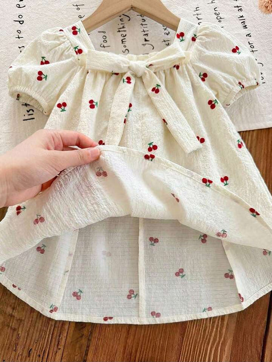Vintage Baby Dress Girls Cherry Dress