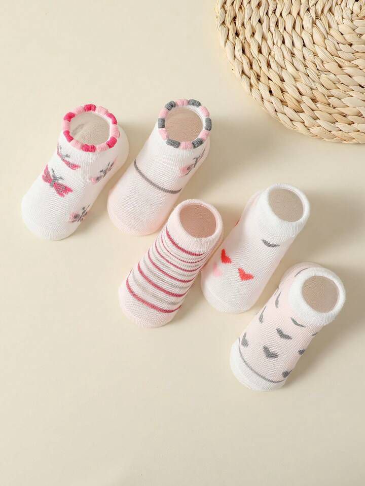 Girl 5 Pairs Butterfly Heart Socks