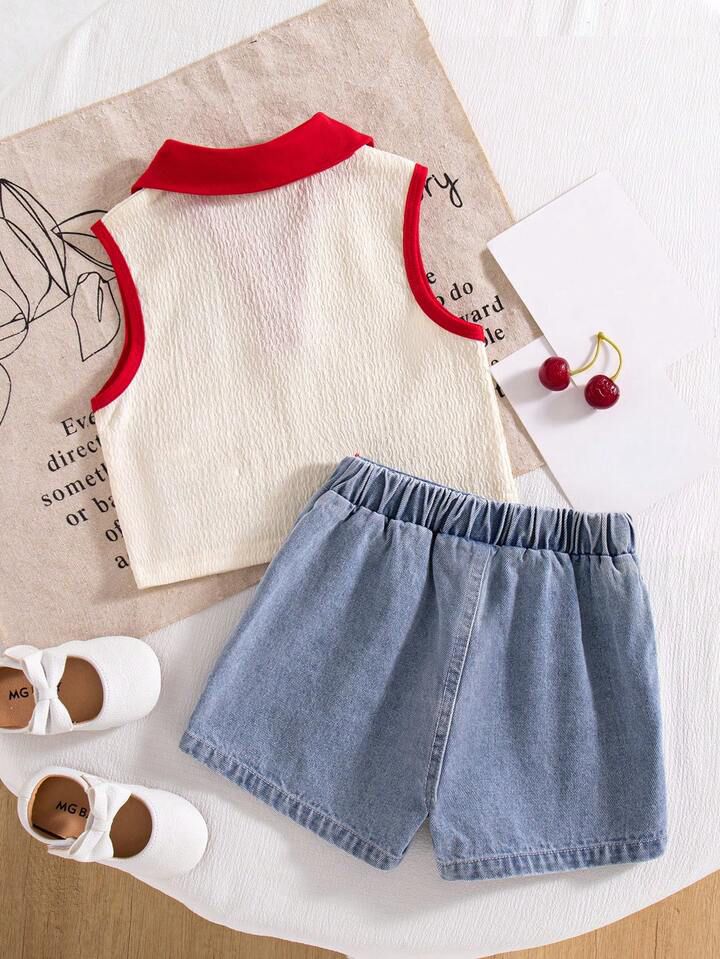 Girl Knit Denim Set