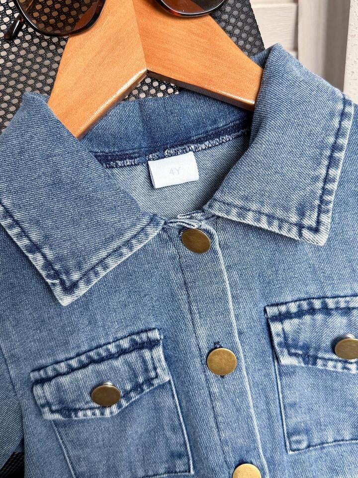 Short Sleeve Single-Breasted Dress