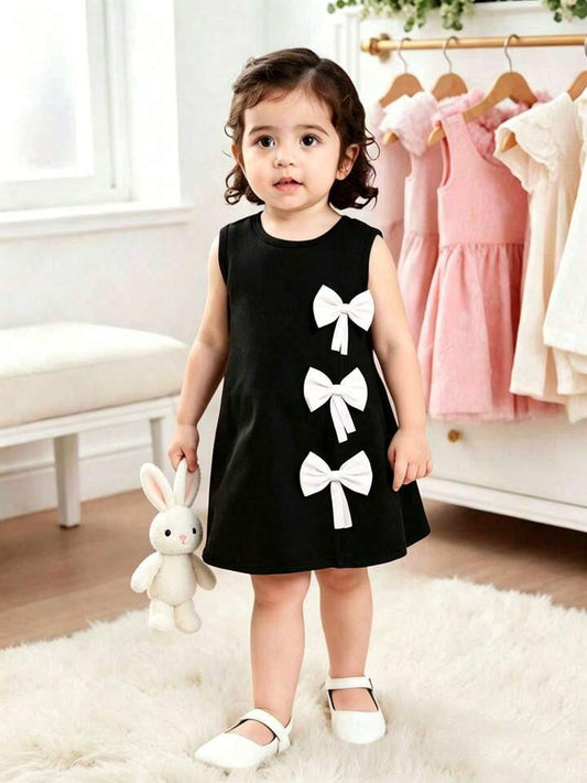 Girl Bow  Sleeveless  Knit Dress