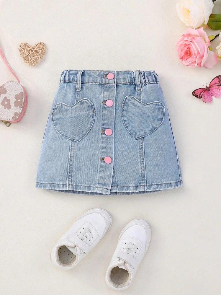 Girl Denim Heart Skirt