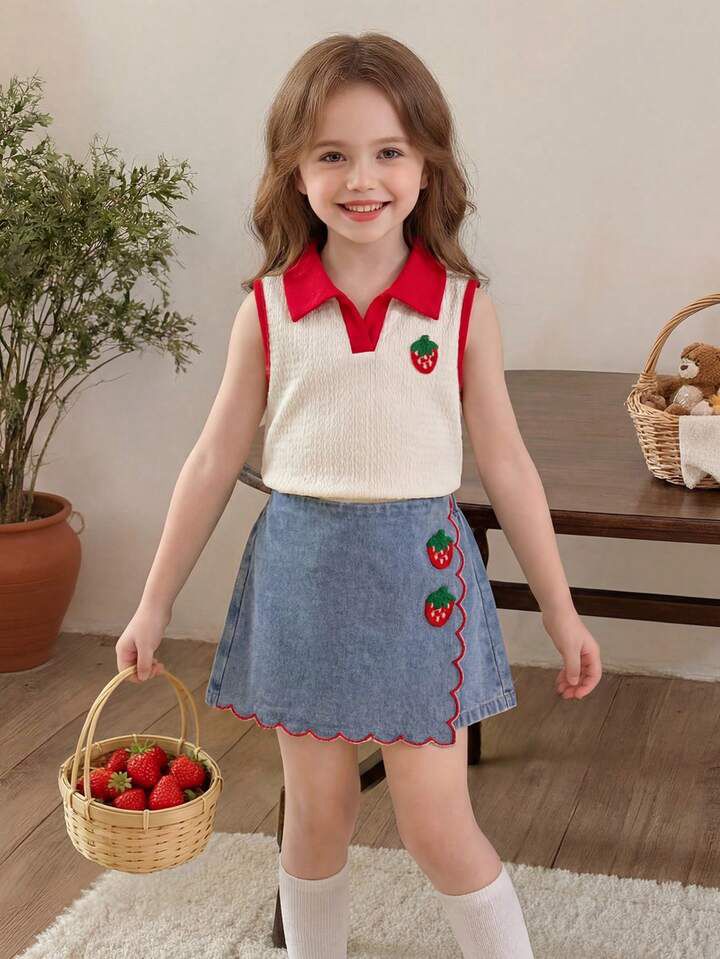 Girl Knit Denim Set