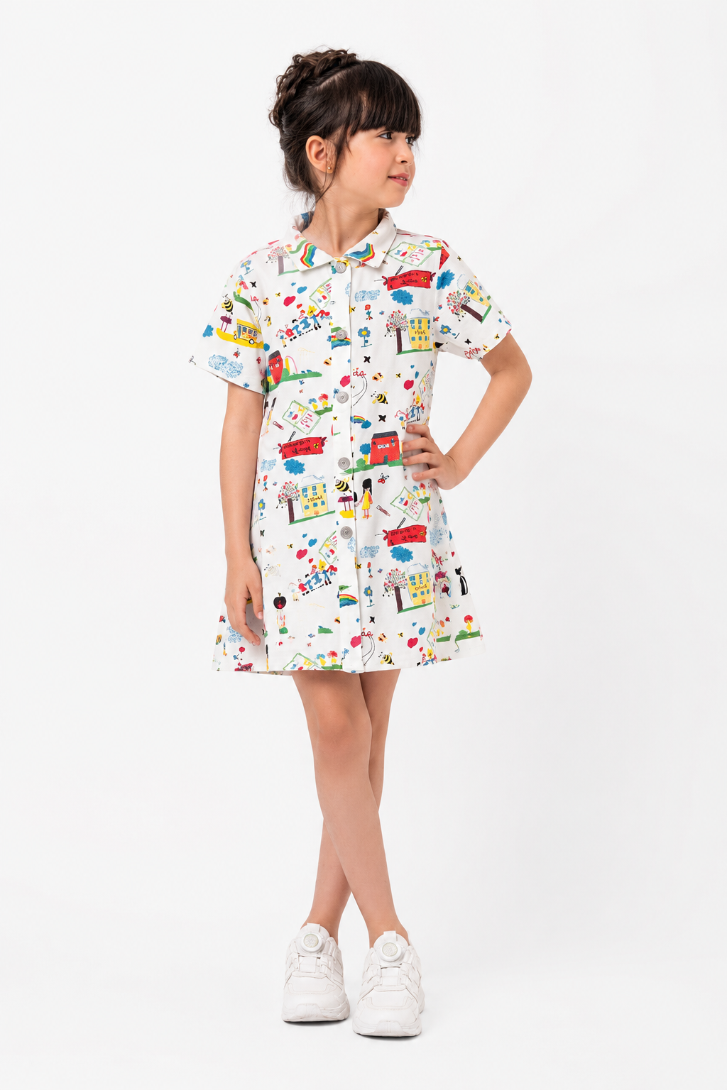 Girls White High Quality kids fashion Dress