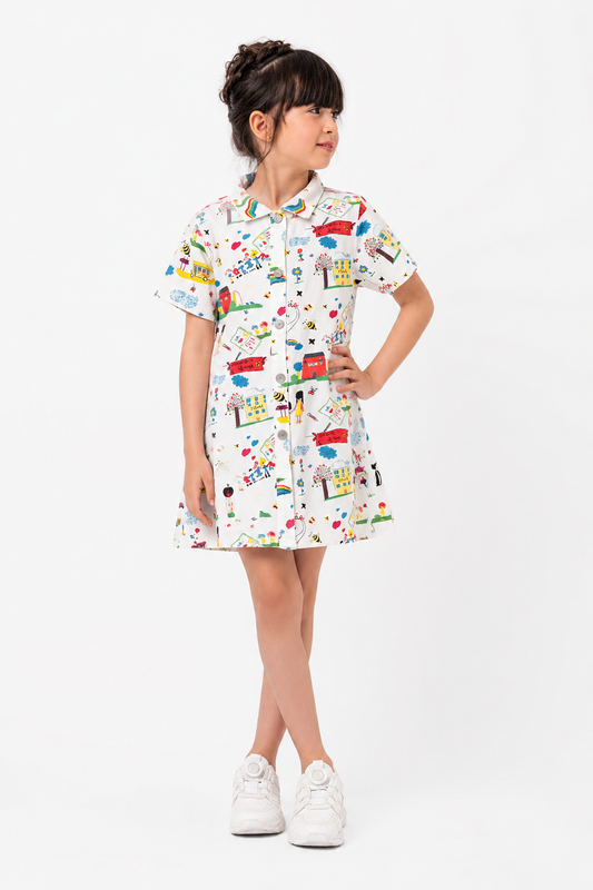 Girls White High Quality kids fashion Dress
