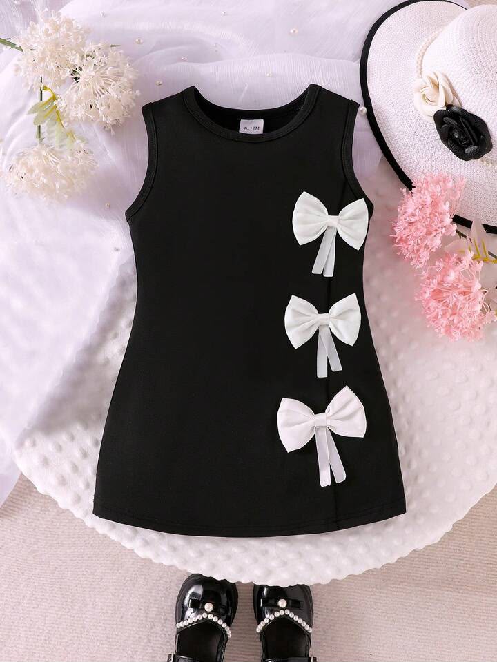 Girl Bow  Sleeveless  Knit Dress