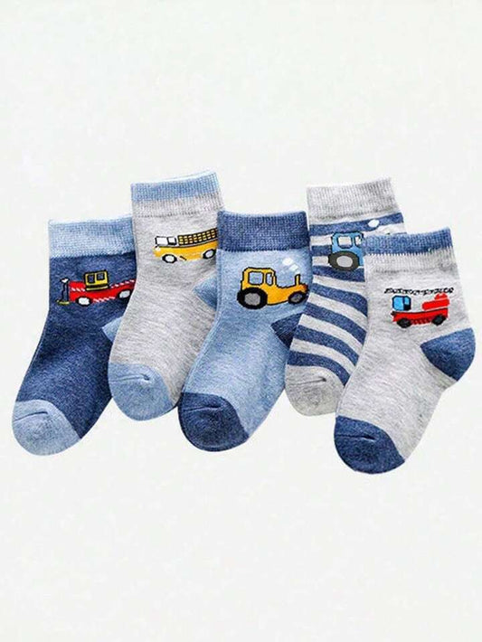 5 Pairs Cute Cartoon Car Socks