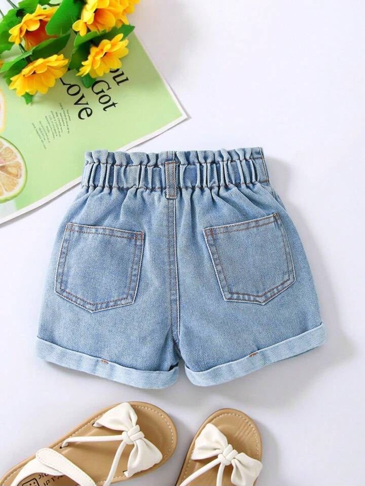 Girl Denim Ruffle Shorts