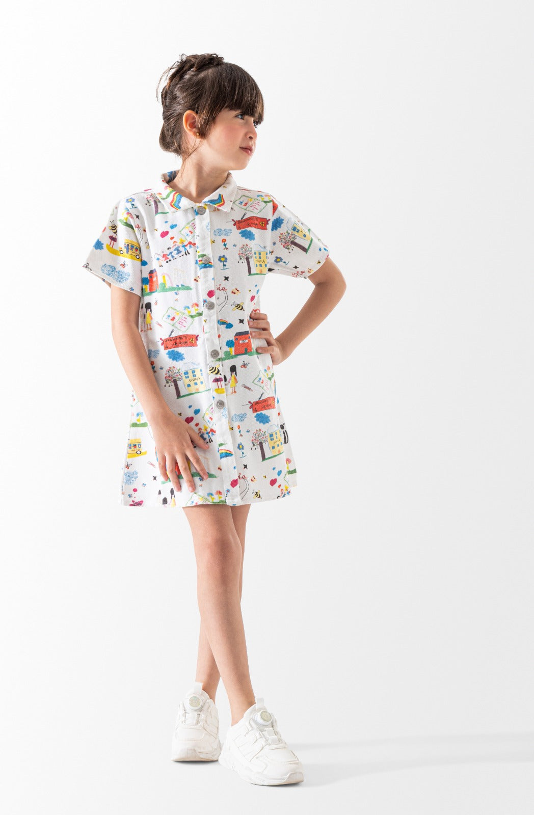 Girls White High Quality kids fashion Dress