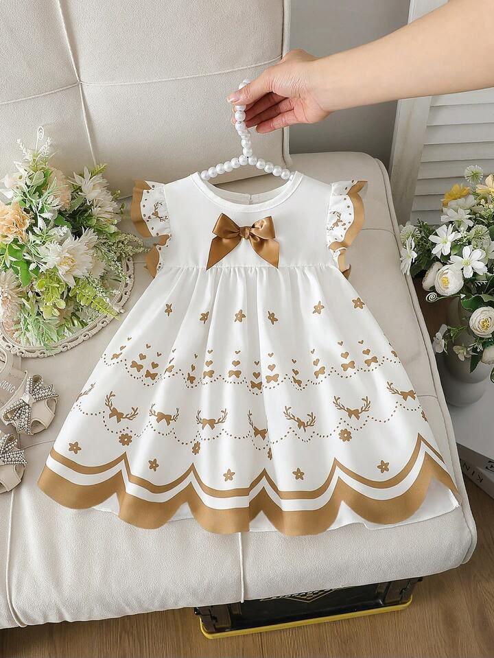 Bow Heart Round Neck Dress