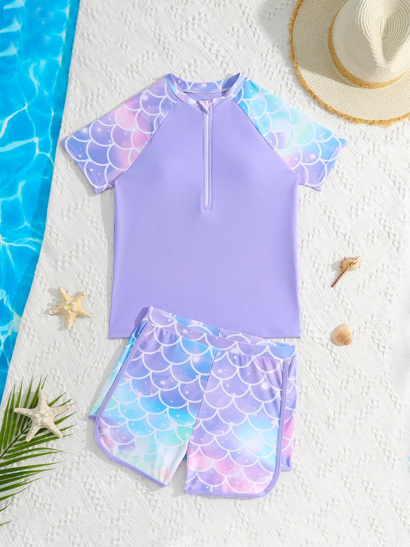 Graphic Gems Tween Girl Fish Scale Print Swimwear Set