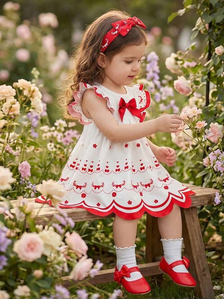 Girl Floral Bow Dress