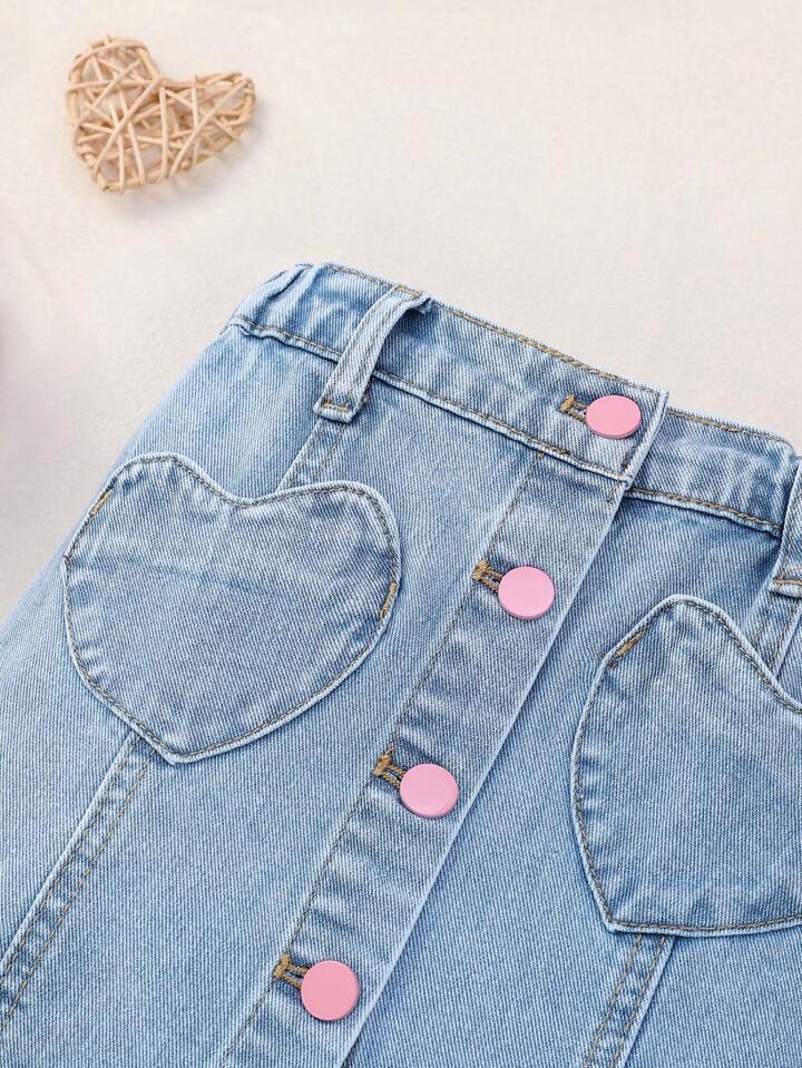 Girl Denim Heart Skirt