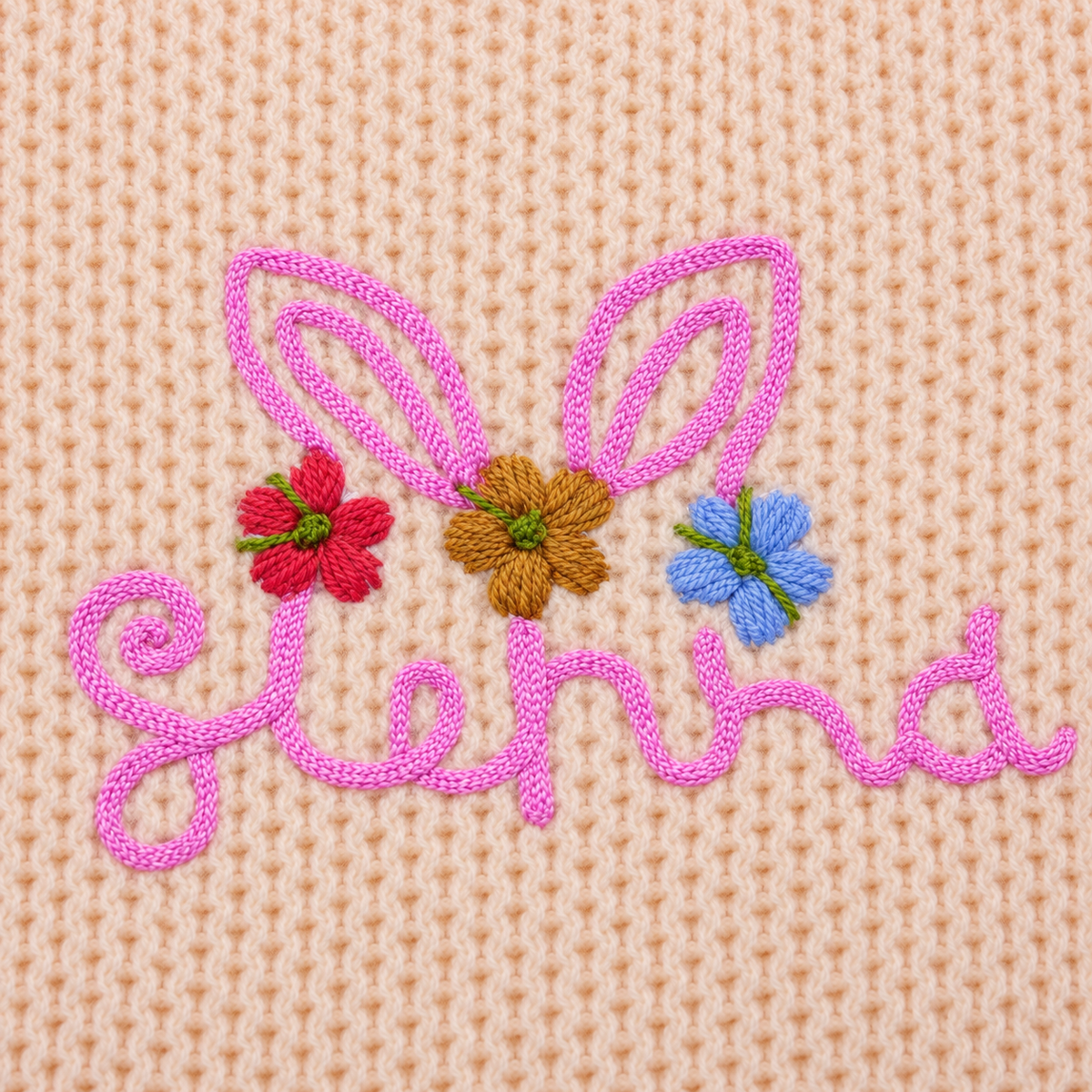 Girls Knitted Sweatshirt - Bunny Ears Embroidery