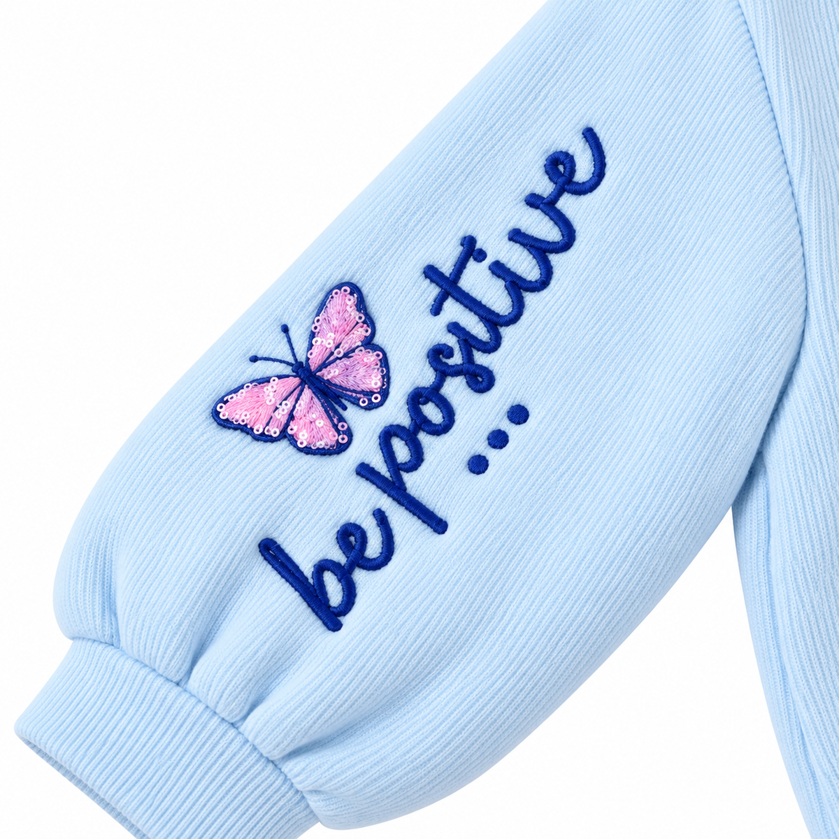 سويت شيرت مضلع بنقشة فراشة للبنات