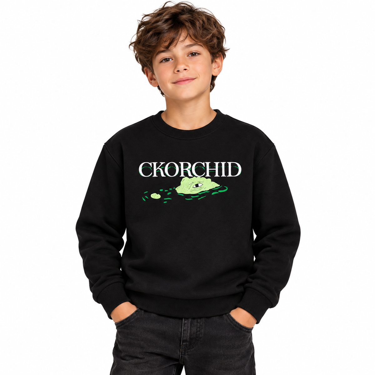 Boys Crocodile Graphic Fleece Sweatshirt