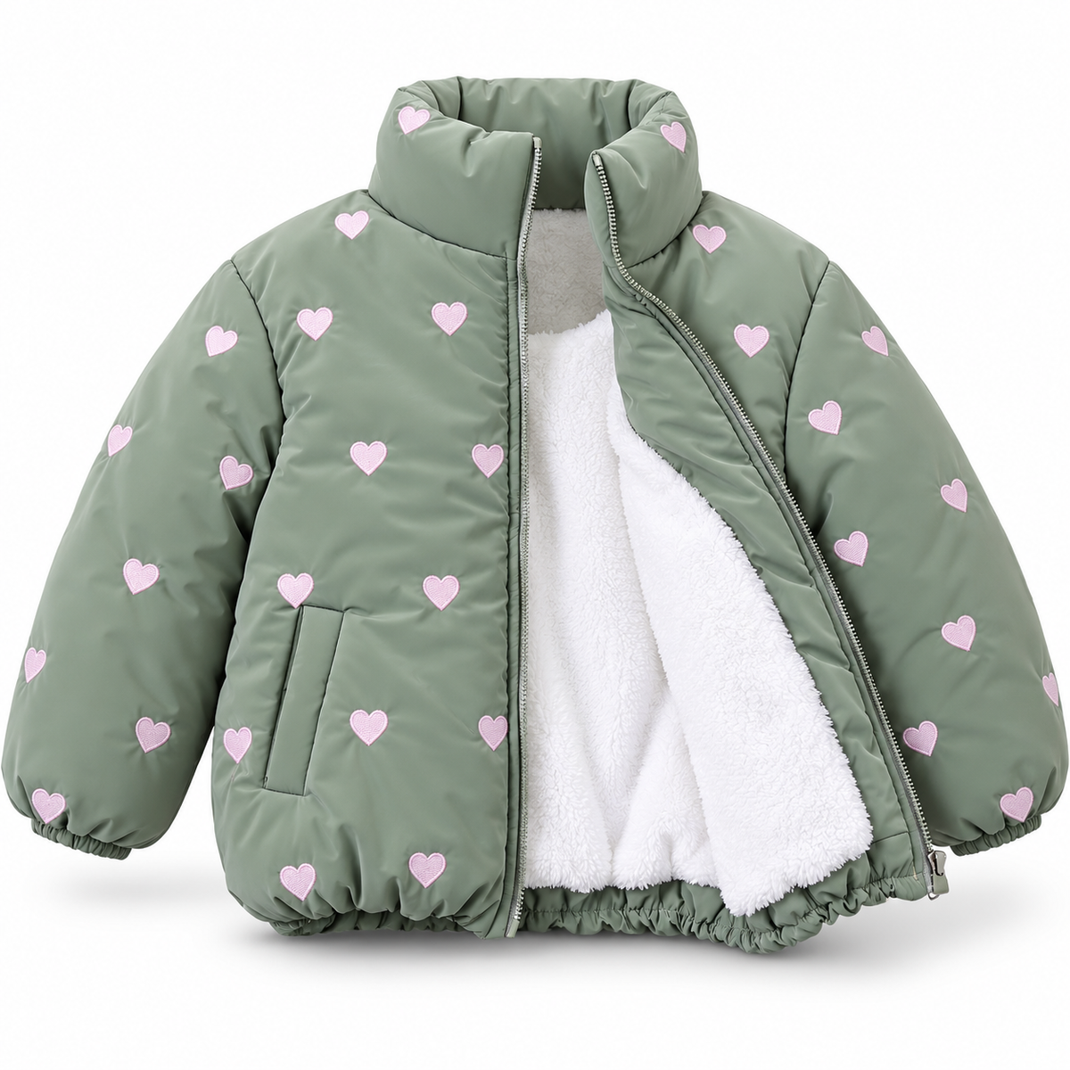 Girls Heart Puffer Jacket