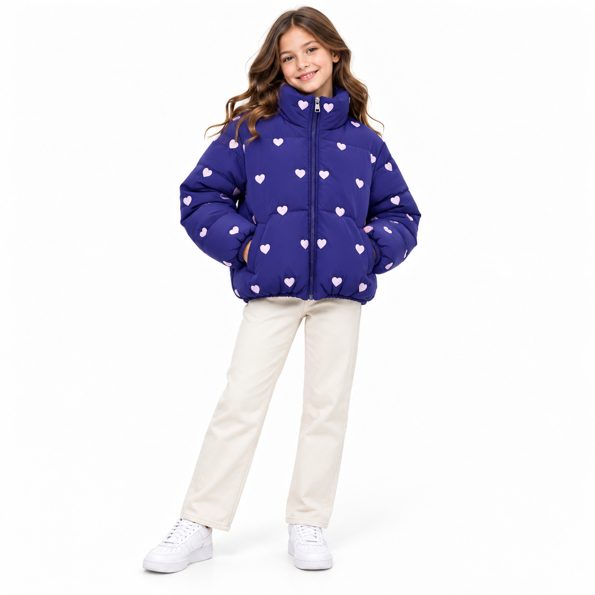 Girls Heart Puffer Jacket