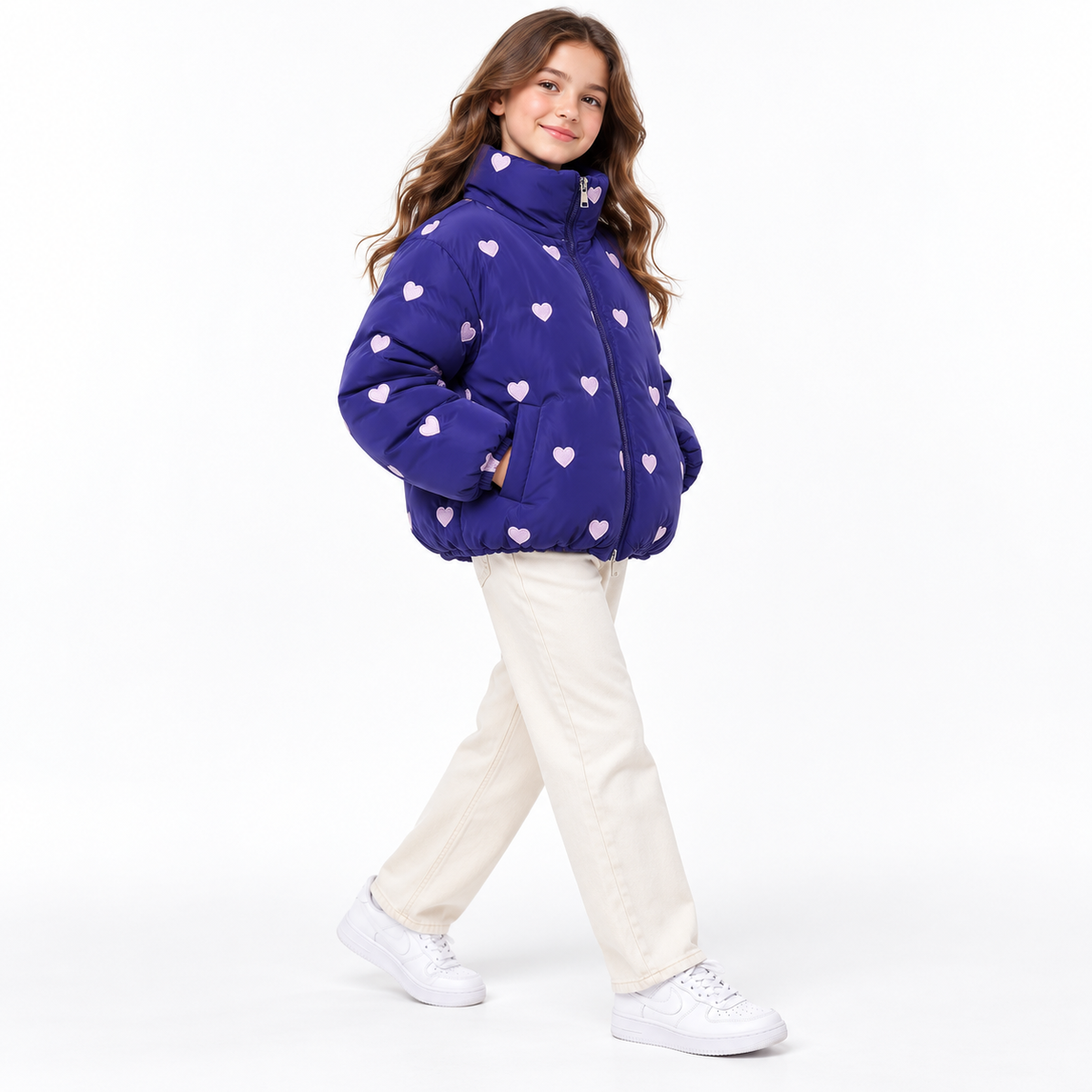 Girls Heart Puffer Jacket
