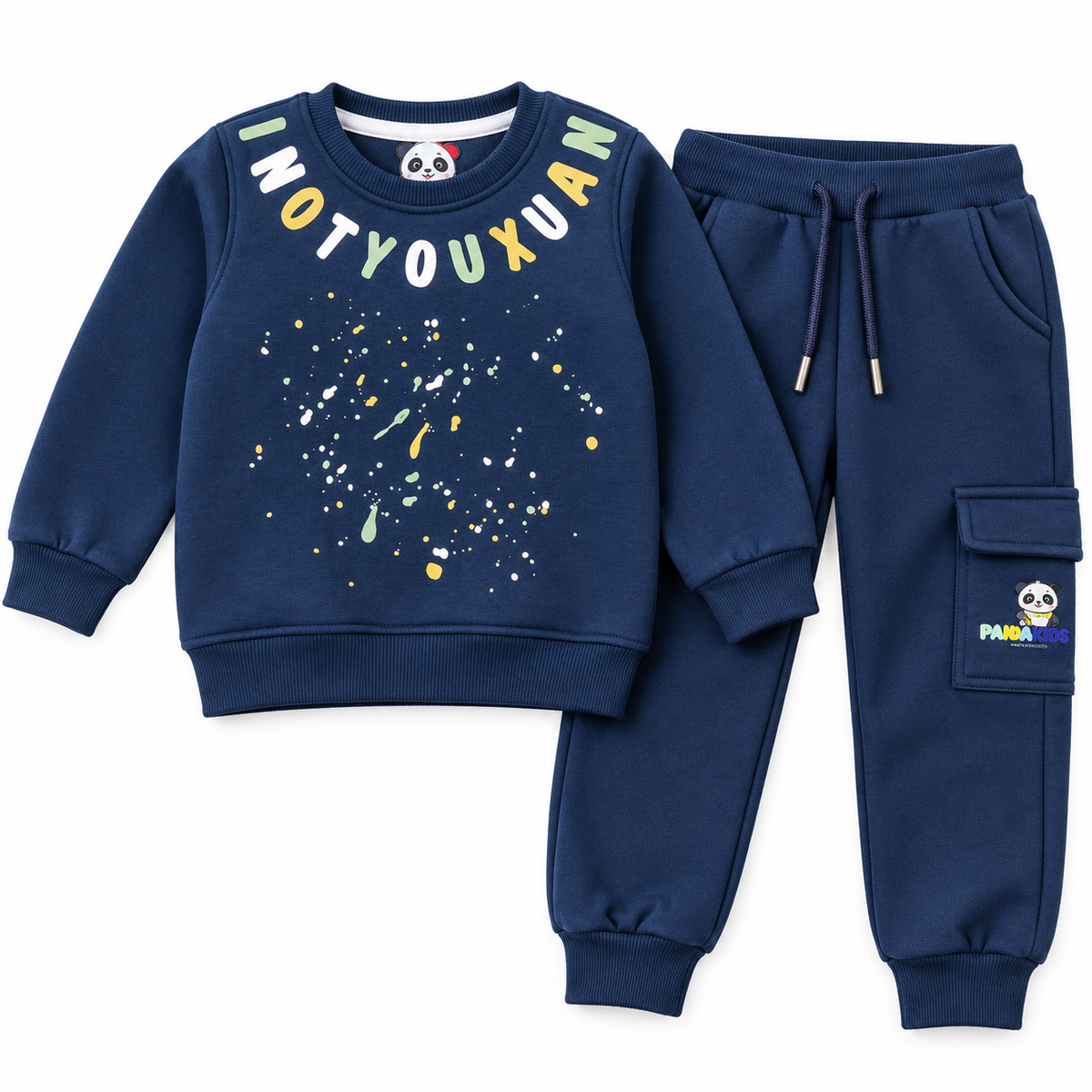 Boys Winter Fleece Set  Splatter Print Sweatshirt & Cargo Joggers