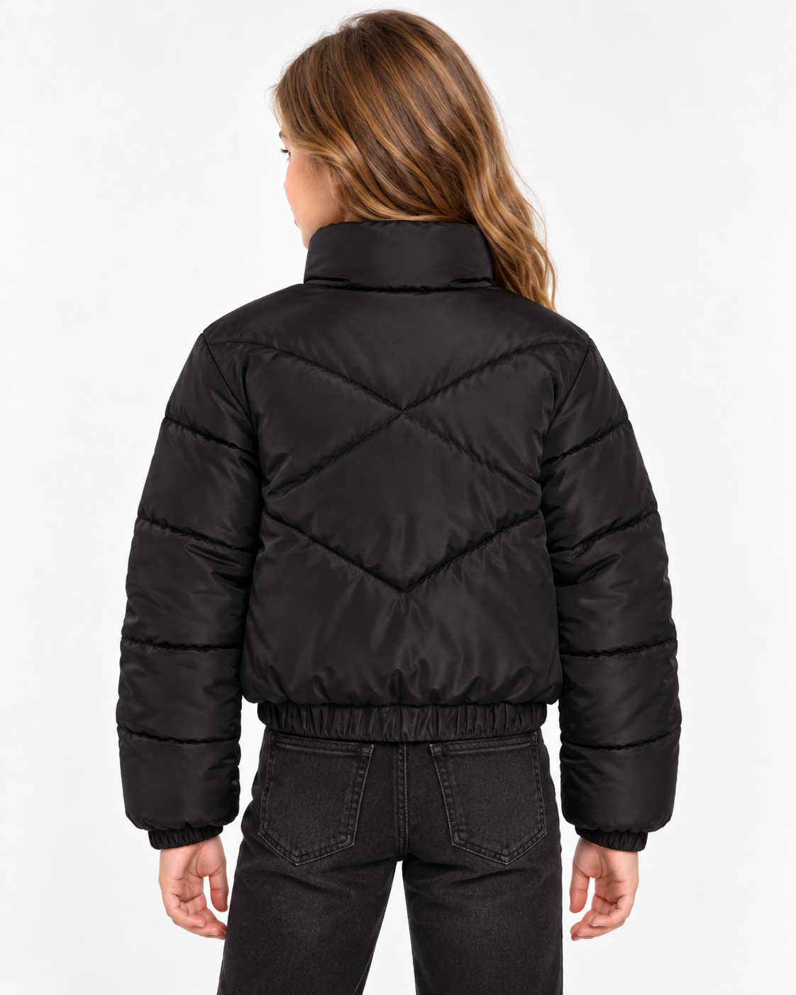 High-Neck Cropped Puffer Jacket - Kids Story 8828